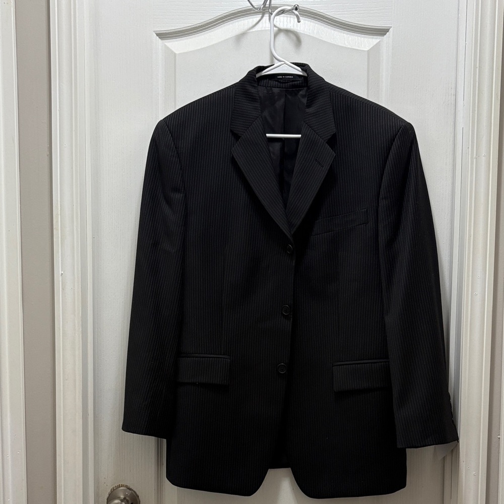 Lord & Taylor Calvin Klein Charcoal Pinstripe Blazer